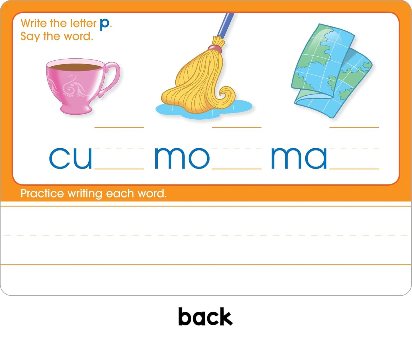 School Zone Three-Letter Words Write & Reuse Learning Cards: 32 Interactive Flash Cards, Preschool, Kindergarten, Letter & Word Recognition, Printing, Wipe Clean, Includes Dry Erase Marker