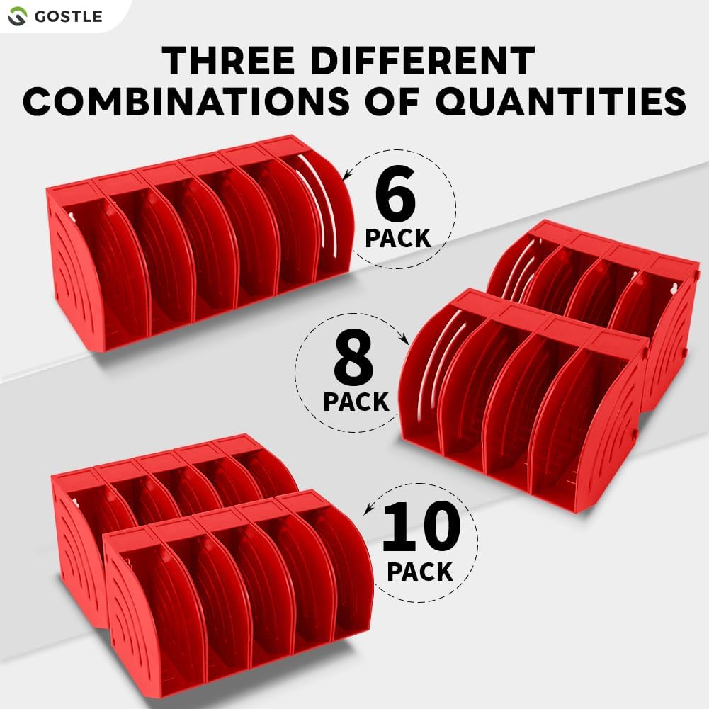 5 Inch Professional Sanding Discs Storage Bins - 8 Bins Set for Efficient Organization, Offset Snap-On Connection, Grit Classification, Space-Saving Design and Versatile Application, Red