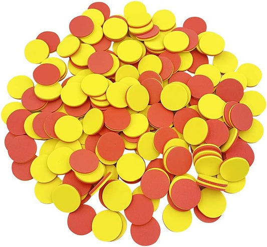 SEETOOOGAMES Foam Two-Color Counters - 1 inch counters for Kids Math Red/Yellow, Educational Counting, Sorting, Patterning, Grouping & Math Bingo Chips, Set of 200