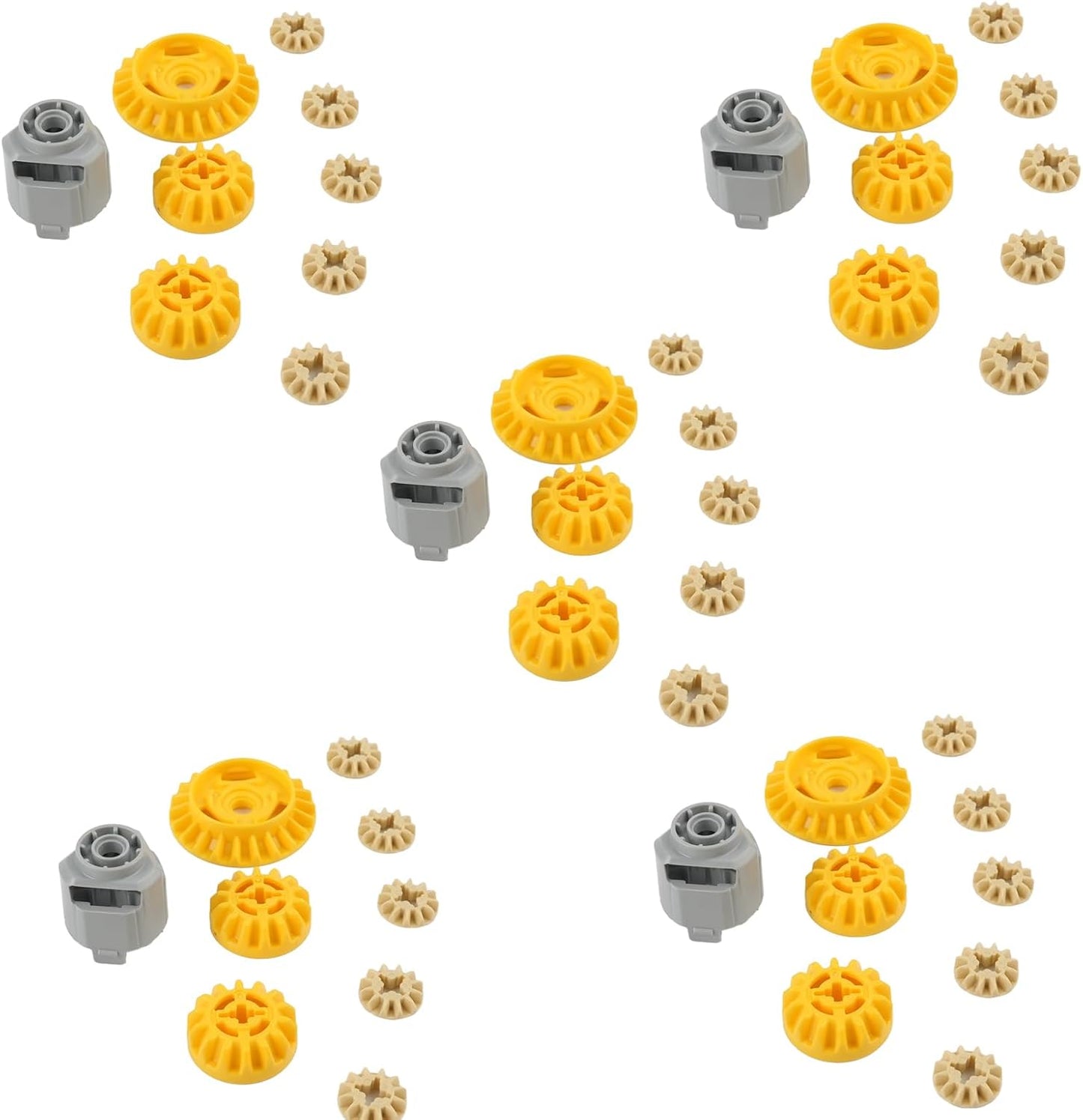 5Sets Differential Gear Set for Building Blocks Yellow and Gray Compatible with Standard Building Blocks Technical Modification Parts 65414 69761 69762 6589