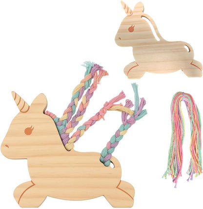 Eray Wooden Unicorn Lacing Montessori braiding Toys for Kids DIY Toy Plane Activities Car Travel Toy Educational Learning Threading for Fine Motor Skills