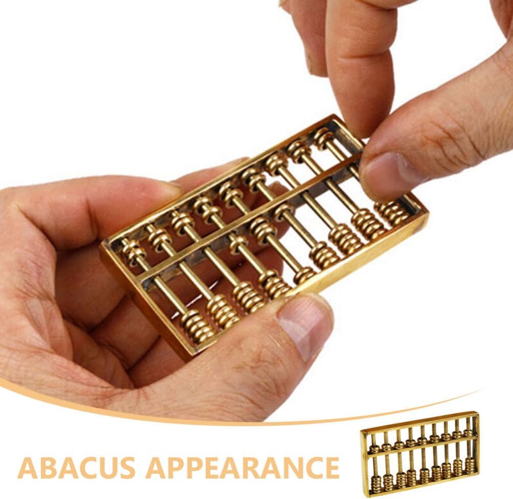 TOYANDONA Miniature Brass Abacus Feng Shui Abacus Mini Copper Ancient Figurine Chinese Math Calculating Tool