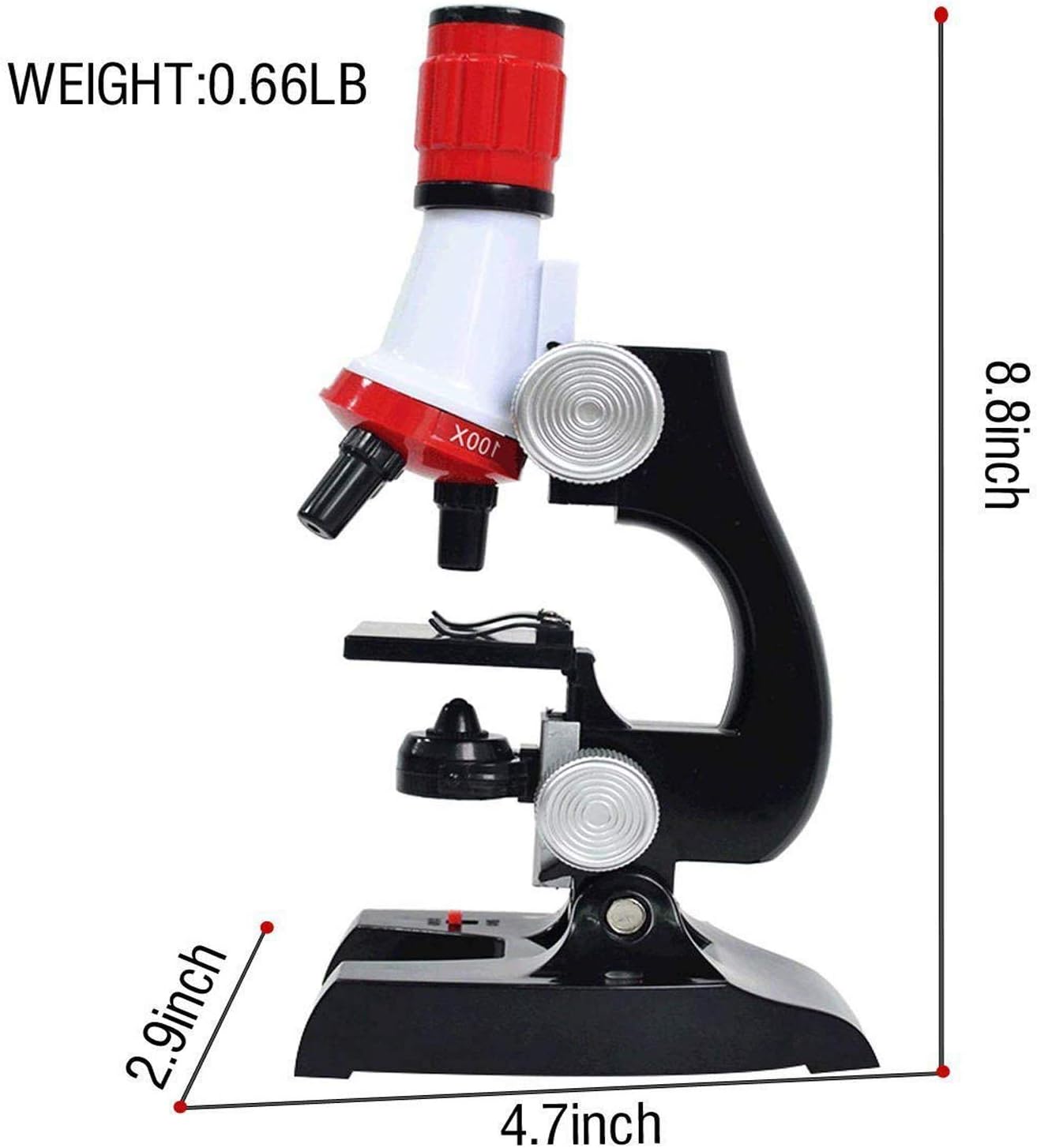 Little World Science Kits for Kids Beginner Microscope Kit with LED 100X 400X and 1200X Black Magnification Kids Educational Toy Birthday Halloween