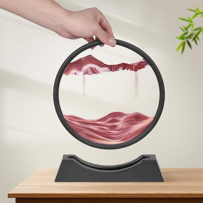 Wai Danie Moving Sand Art Picture 3D Hourglass Deep Sea Sandscape Liquid Motion Display Painting Flowing Sand Frame Relaxing Desktop Home Office Work Decor (Black, 12 Inches)