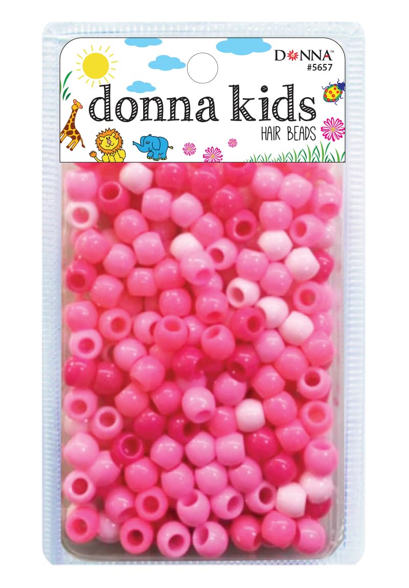 DONNA Kids Hair Beads 12 mm (170 pcs) – Clear Pearl Pony Beads with Threading Tool – Fun Braiding & Craft Accessories for Girls