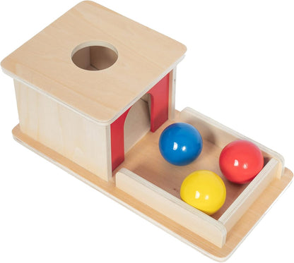 Adena Montessori Wooden Toy for 6-12 Month Baby 3 Balls with Tray, Object Permanence Box Colorful Learning Education Toy for Toddler Kid 1-2 Year Old, Preschool Developmental Girl and Boy Gift