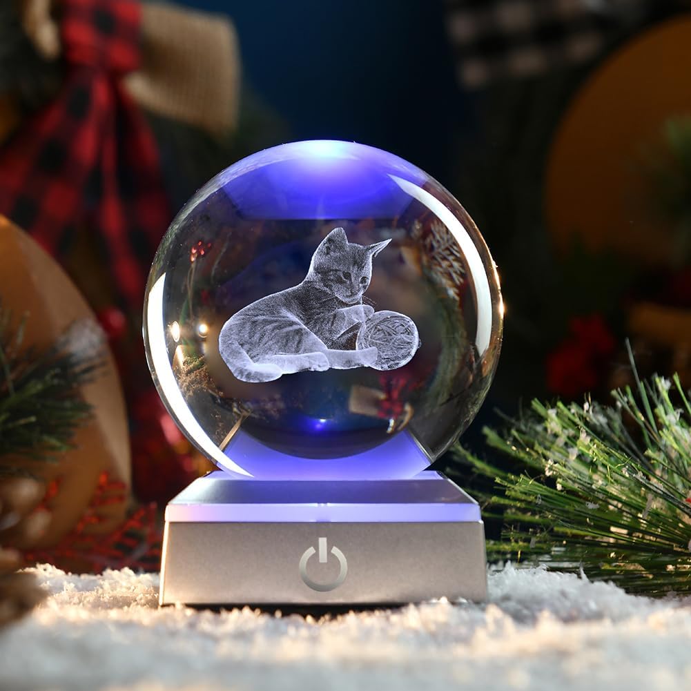 3D Solar System Crystal Ball Universe Glass Ball Space Astronomy Gift Planets Model Science Astrophysics Gifts Solar System Night Light Glass Globe Decor with 12 Colorful Modes Light Base