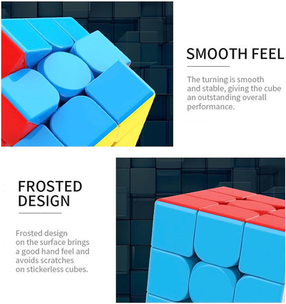 CFMOUR Speed Cube 3x3x3 - Moyu Meilong 3C, Stickerless Magic Cube 3x3, Fast Smooth Turning Vivid Colour 3D Puzzle Brain Toy Travel Games, Turns Quicker Than Original