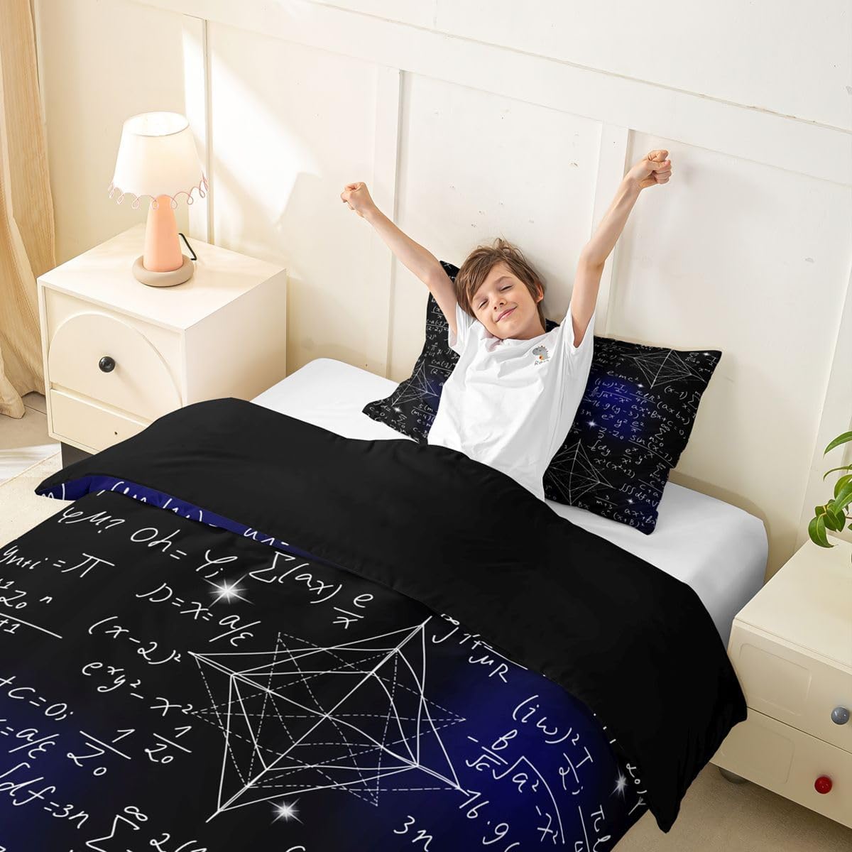 Erosebridal Chemistry Lab Bedding Set Twin Size Chemical Equation Duvet Cover for Boys Girls Chemical Elements Science Theme Comforter Cover Teens Kids Science Students Bedding School Dorm Room Decor
