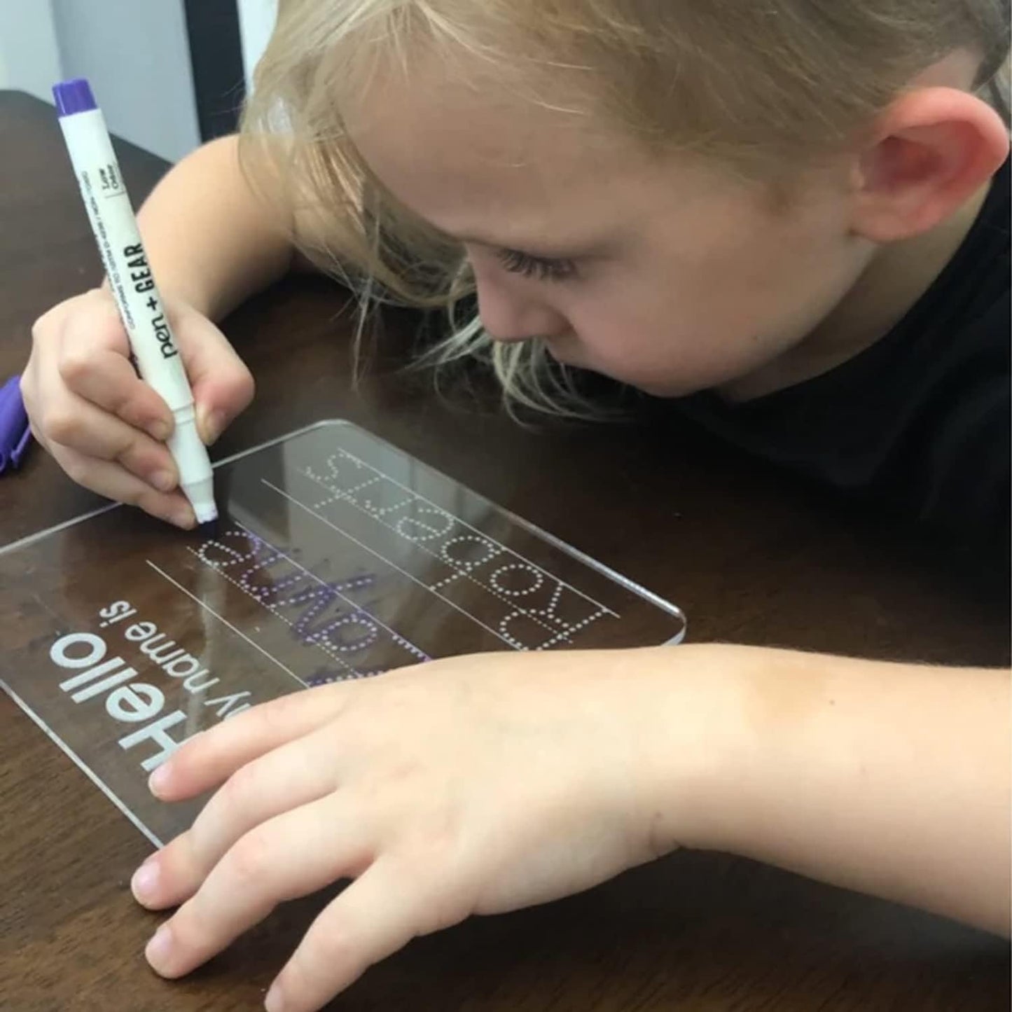 Personalized Name Trace Board Reusable ABC Letter Numbers Shapes Tracing Handwriting Practice Boards Custom Acrylic Dry Erase Board for Studs Preschool Learning Supplies Gift Classroom (4Pcs)