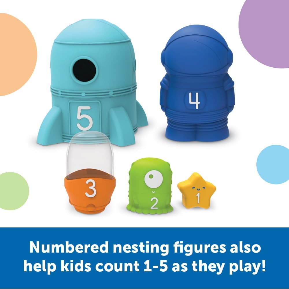 Learning Resources Nesting Space Surprise, Preschool Learning Activities, Fine Motor Skills, Montessori Preschool Toys, Space Toys, Ages 18 Months+, 9 Pieces