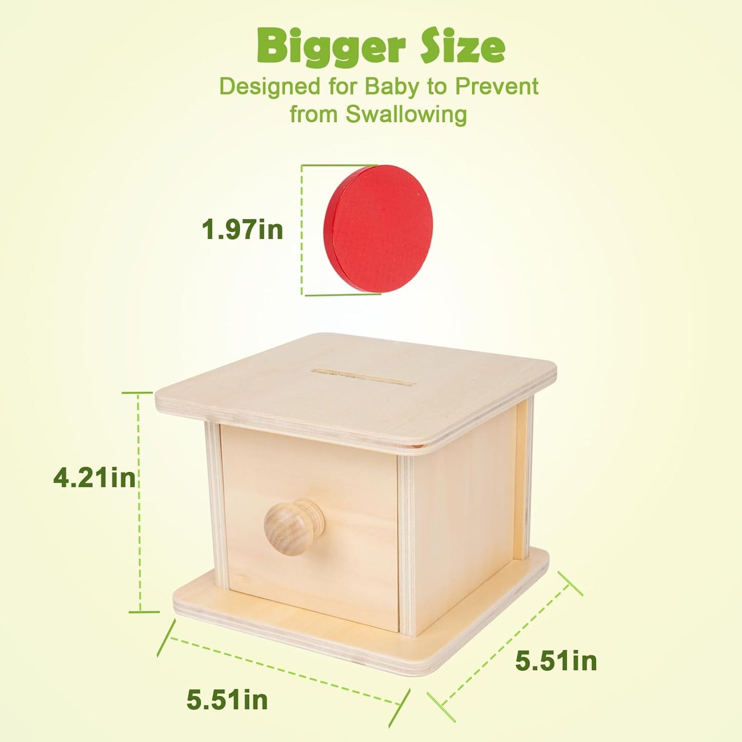 Adena Montessori Coin Box -Natural Wood Double-Sided Object Permanence Box Toy for 1-Year-Old Babies, Wooden Montessori Developmental Toy for 6-12 Month, Early Learning Gift