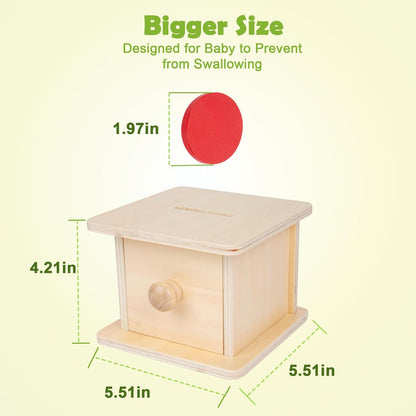 Adena Montessori Coin Box -Natural Wood Double-Sided Object Permanence Box Toy for 1-Year-Old Babies, Wooden Montessori Developmental Toy for 6-12 Month, Early Learning Gift