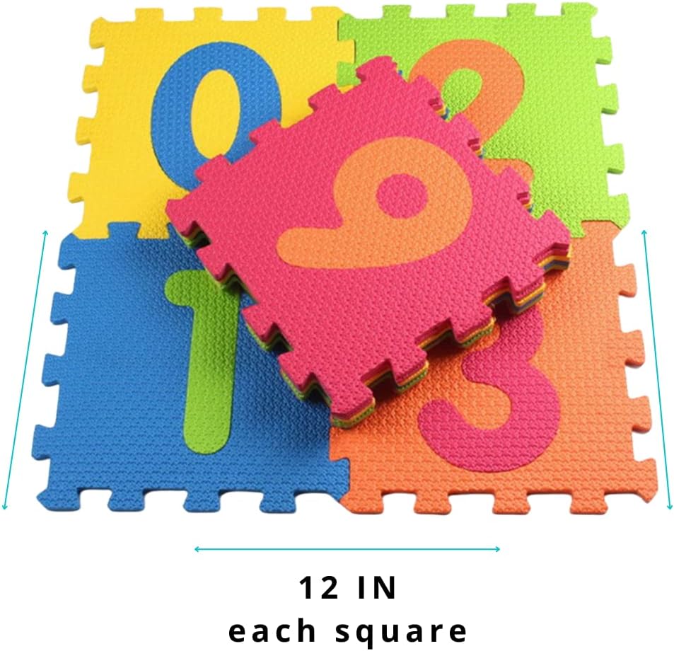 Little fun times Alphabet Play Mat for Baby Large 60 Pieces 12inch. Total 71.5x71.5 inch 36 SqFt Interlocking Floor Puzzle EVA Tiles Playmat for Toddler and Kids Letters and Numbers with Edges.