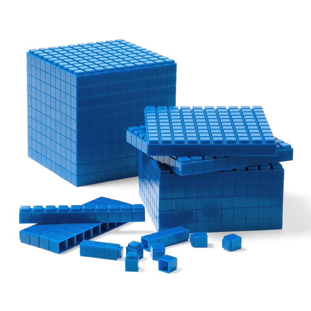 hand2mind Plastic Interlox Base Ten Blocks Classroom Set, Connecting Cubes, Base 10 Blocks for Math, (Set of 644)