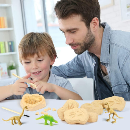 Byncceh Dinosaur Fossil Digging Kit for Kids - Excavate 12 Prehistoric Bones, Includes Glow in The Dark Dino Fossil - STEM Educational Archaeology Science Toy Ages 6-12