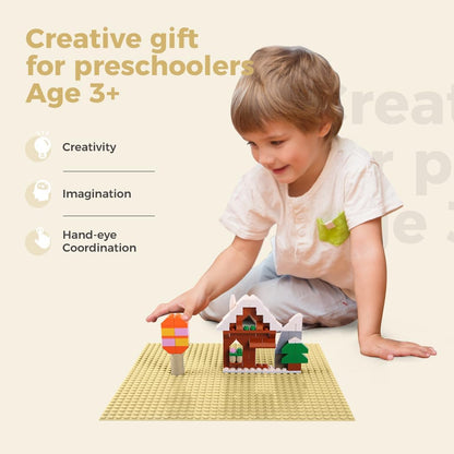 Classic Baseplates Building Plates-10" x 10" Building Boards,100% Compatible with All Major Brands and Activity Table, Creative Platforms Mats for Toy Bricks (Sand, 8 Pack)
