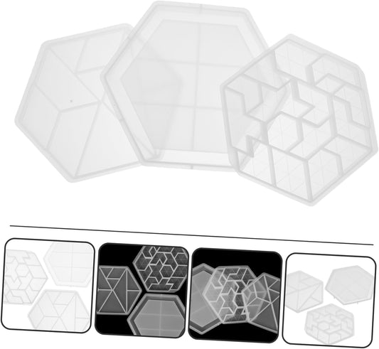 DECHOUS 3pcs Tangram Mold Silicone Molds for Resin Puzzles Geometric Shape Silicone Tray Kids Puzzle Crystal Tray DIY Art Creative Tangram Mould Jigsaw