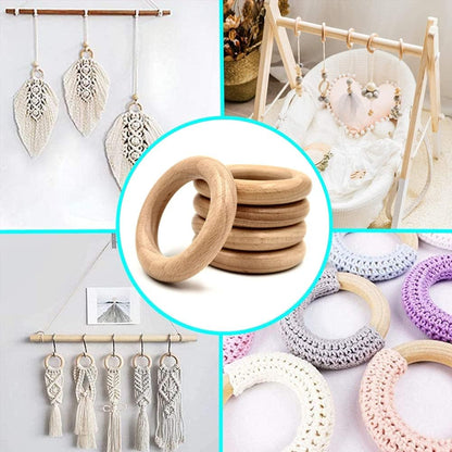 Natural Beech Wood Rings, 10 Pcs Unfinished 6cm Solid Wooden Rings Circles Without Paint for Craft, Connectors Jewelry Making