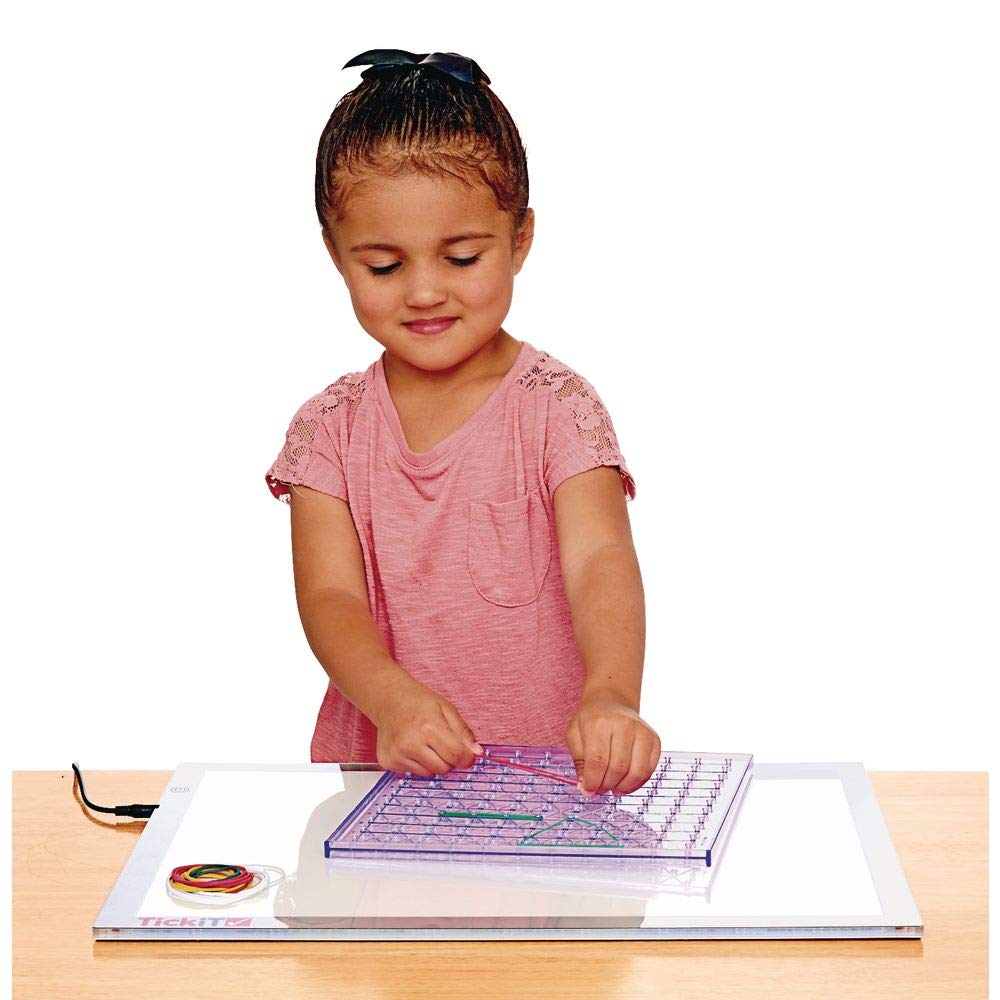 Translucent Double-Sided Geoboards - Set of 6 Boards 144 Rubberbands, Excellerations, 9 inches Square, Safe and Sturdy