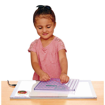 Translucent Double-Sided Geoboards - Set of 6 Boards 144 Rubberbands, Excellerations, 9 inches Square, Safe and Sturdy