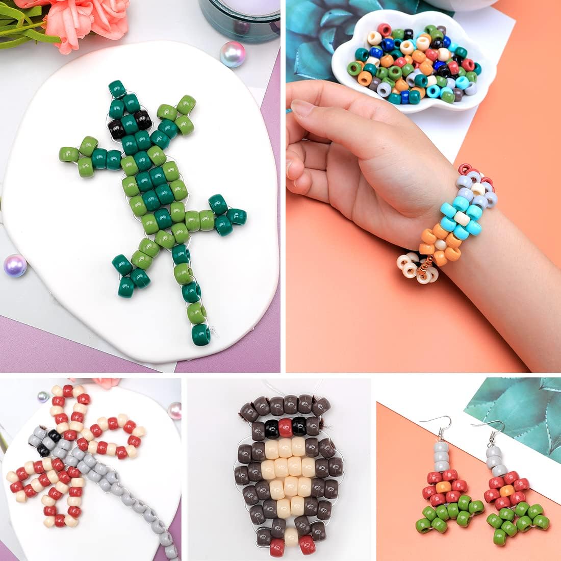 Praisebank 4000pcs Dark Green Pony Beads for Jewelry Making, Crafts, Hair Braids