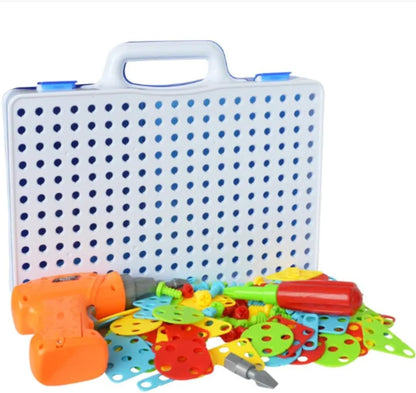 Panel Design and Drill Toy Set, 151 Pieces, Electric Drill Building Kit for Ages 3+ Great Gift for Kids