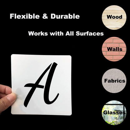 6 Inch Alphabet Letter Stencils for Painting - 70 Pack Letters and Numbers Stencil Templates with Signs for Painting on Wood, Reusable Number and Letter Stencils for Chalkboard Wood Signs & Wall Art