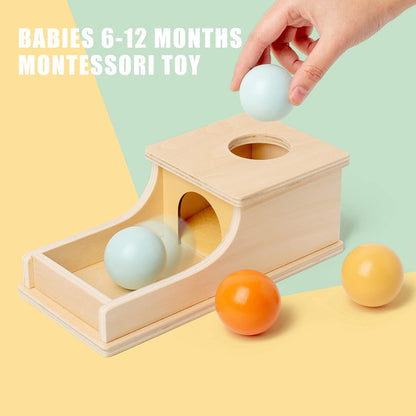 Busy edition Montessori Toys for Babies 6-12 Months Object Permanence Box Wooden Ball Drop Toy Play for 6 Month 1 2 3 Year Old Toddlers Infant Early Age Toy