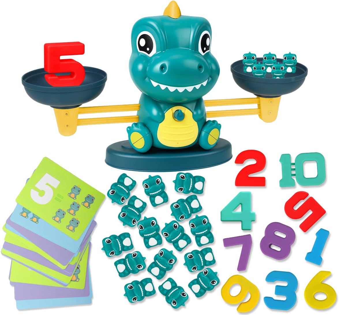 Aitbay Cool Math Game, Preschoolers Frog Balance Counting Toys for Boys & Girls Educational Number Toy Fun Children's Gift STEM Learning Age 3+ (63 PCS)