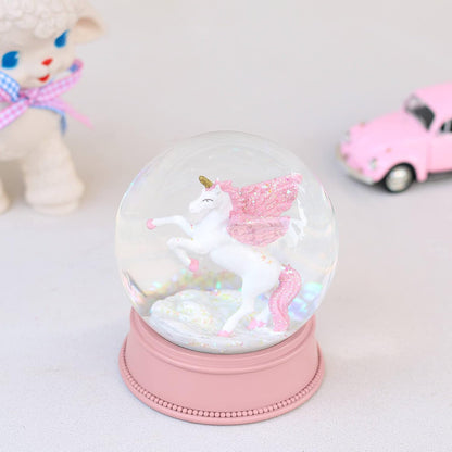 Unicorn Snow Globes for Girls, 100MM Pink Glitter Glass Snowglobe, Christmas Birthday Gifts for Friends, Wife(Pink)