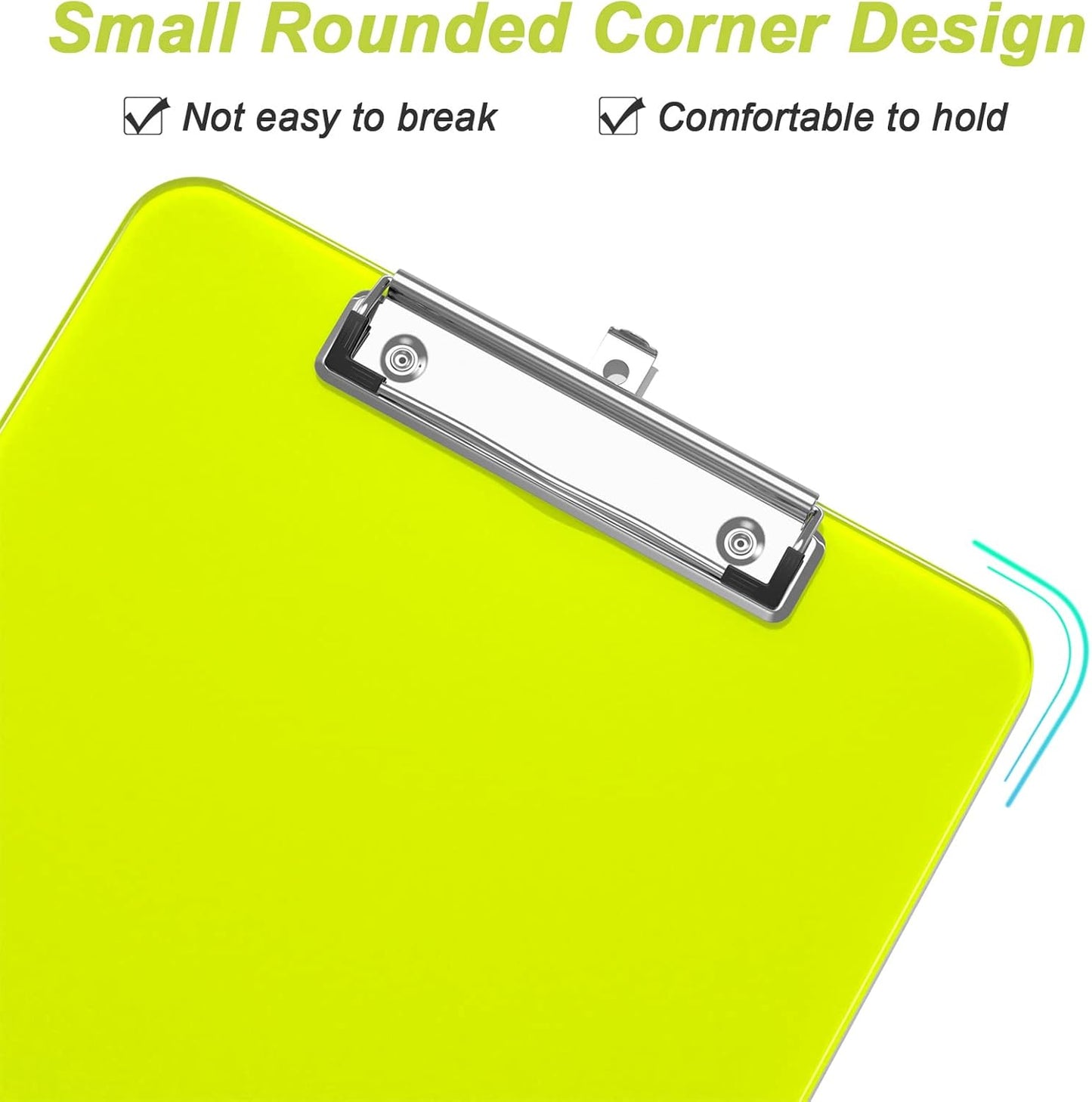 Rimilak Plastic Clipboards with Low Profile Metal Clip, Translucent Board, 12.5 x 9 In Letter Size, Office Supply, Back to School, Pink