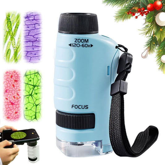 Pocket Microscope for Kids, 2026 New Educational Mini Microscope - Portable Handheld Microscope Kit for Home School Lab, Biology Science Education - Christmas Stocking Stuffers, Birthday Gifts (Green)