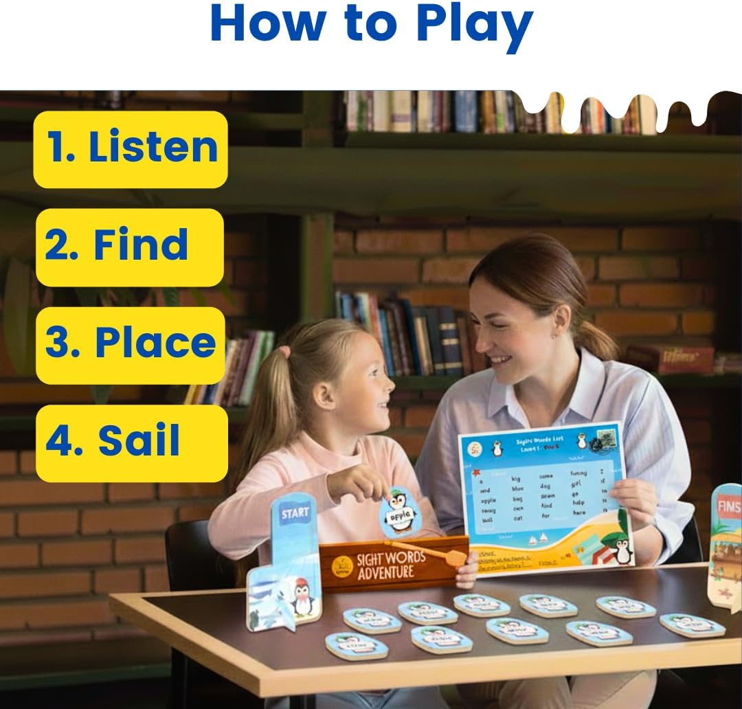 Sight Words Adventure Game | 300 High-Frequency Words for Pre-K to Grade 2 | Sight Word Flash Cards | Preschool Learning Activities | Classroom Must Haves | Kids Ages 3–6 | Up to 4 Players