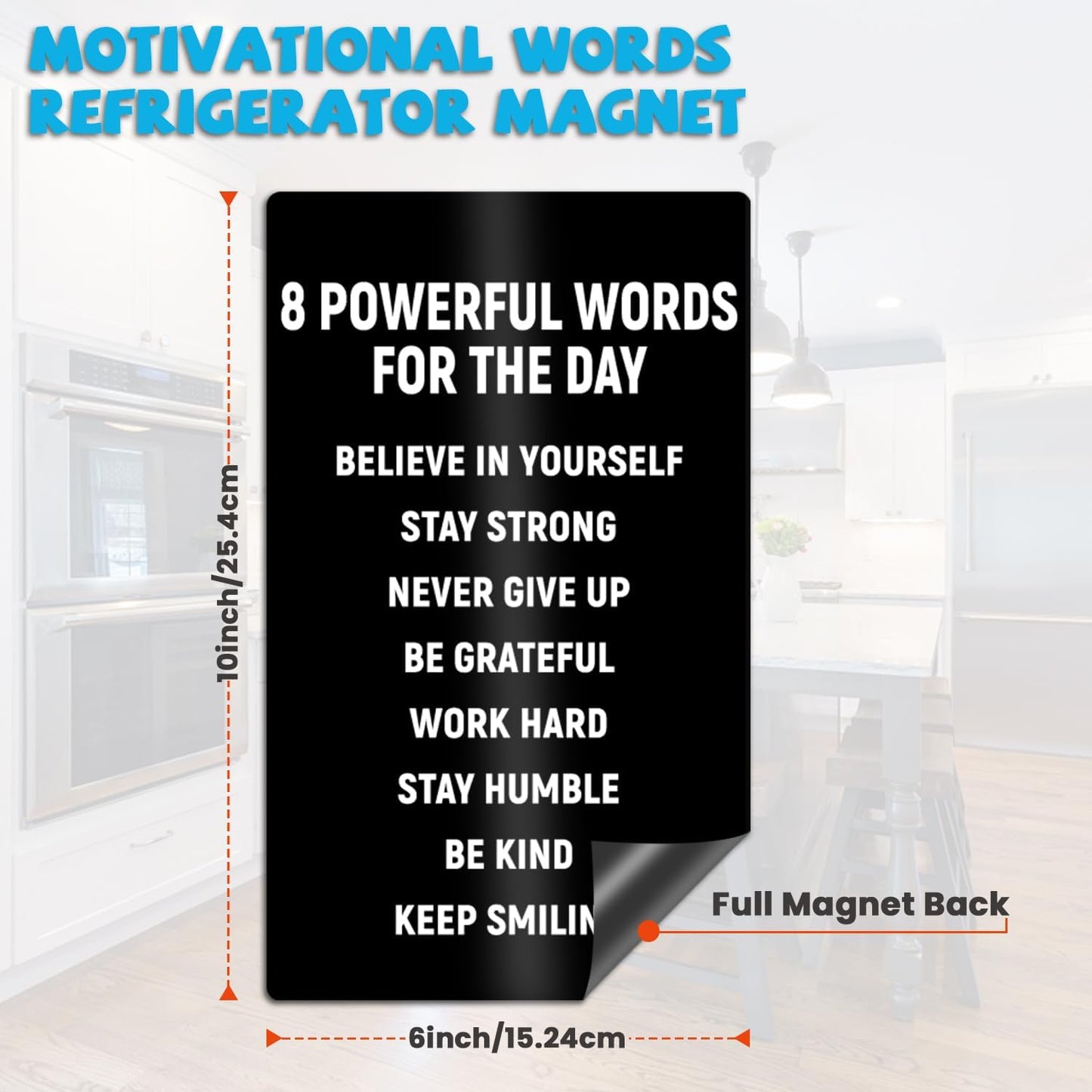 Inspirational Magnets,Motivational Magnets for Locker,8 Powerful Words for the Day Poster,Perfect for Refrigerator, Office, Locker - Ideal for Home, Students, Professionals (8 Words)