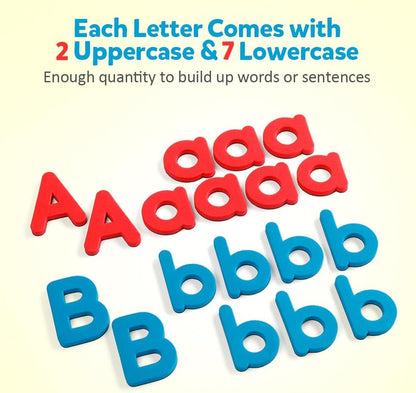 Coogam Magnetic Letters 251 Pcs with Magnetic Board and Storage Box - Uppercase Lowercase Foam Alphabet ABC Magnets for Fridge Refrigerator - Educational Toy Set for Classroom Kids Learning Spelling