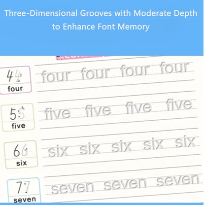 Reusable Magic Groove Writing Practice Book,Grooved Handwriting Workbooks with Pencil Grips,Number Letter Tracing (1, 4)