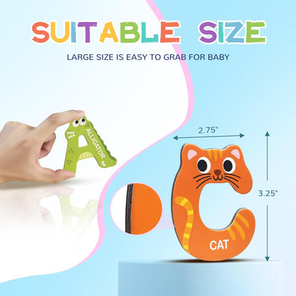 39 PCS Large Magnetic Letters and Numbers, Fridge Magnets for Toddlers 1-3, Cute Animials Alphabet Magnets Kit for Educational Learning