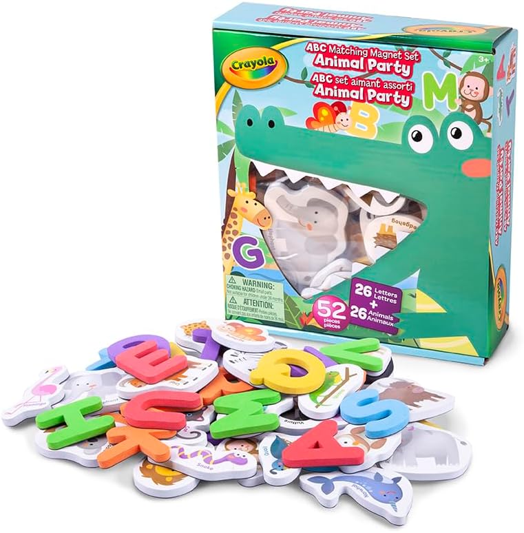 Crayola: ABC Matching Magnet Set – Vehicle-to-Go - 52pc Alphabet & Image Foam Magnets, Classroom & Home Education, Spelling-Learning, Toddler Kids 3+