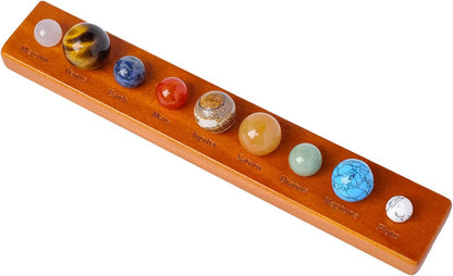 Runyangshi Nine Planets Solar System Model Crystal Ball - Natural Crystal Gemstone Marble Space Home Desk Decoration - Creative Gifts