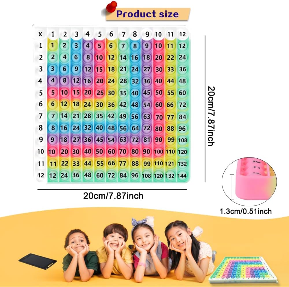 Multiplication Game Table 12 X 12 Math Flash Cards 3rd Grade Fingertip Fidget POP Toy Board Create a Variety of Multiplication additions for Teachers
