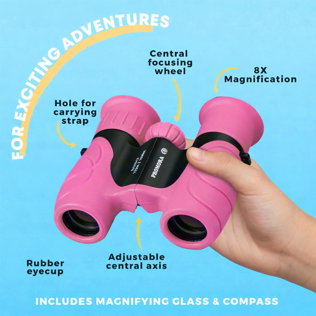 Binoculars for Kids – Perfect Toy for Little Boys and Girls – Extensive Set Incl. Magnifying Glass & Compass – Powerful Magnification 8X21 – 3 to 12 Year Old Kids for Toddler