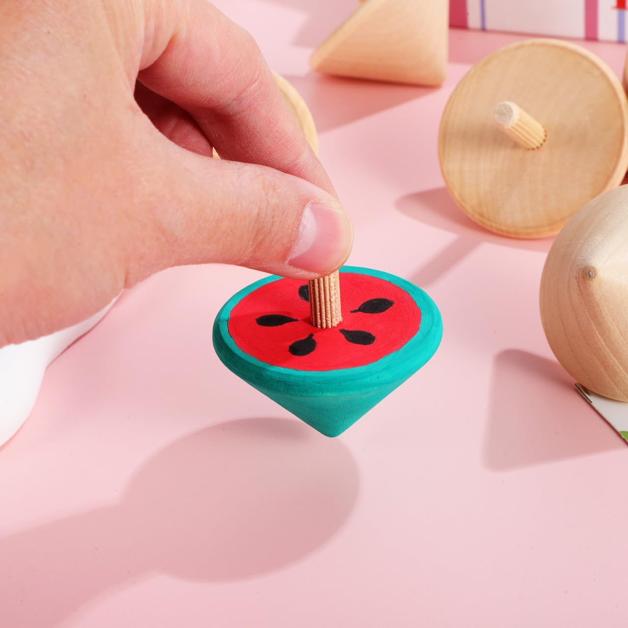 NUOBESTY 12Pcs Wood Spinning Tops, DIY Blank Painting Gyroscope Toy for Kids Art Crafts, Unfinished Hand Painted Spin Top Bulk for Classroom, Party Favors, Kindergarten Education