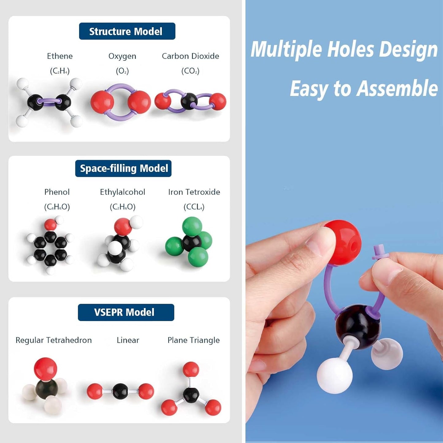 Chemistry Molecular Model Kit (208 Pcs) for Student and Teacher,Organic and Inorganic Chemistry Learning Set,Motivate Enthusiasm for Learning Chemistry and Raising Space Imagination
