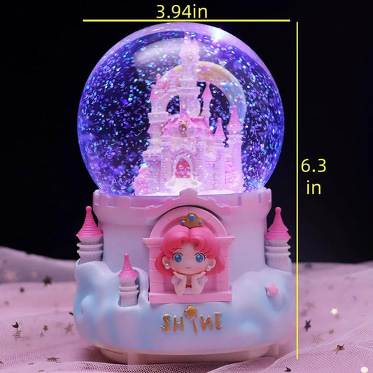 Snow Globe, Castle Musical Snow Globes with Crystal Ball & Colorful LED Lights, Snow Fall Fairy Tale Princess Castle Snow Globes, Christmas Birthday Gifts for Women, Girls, Kids, Home Room Decor