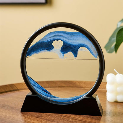 Arthink Moving Sand Art Picture in Motion Round Glass 3D Deep Sea Landscape, Dynamic Sand Art Sandscapes, Sensory Relaxing Desktop
