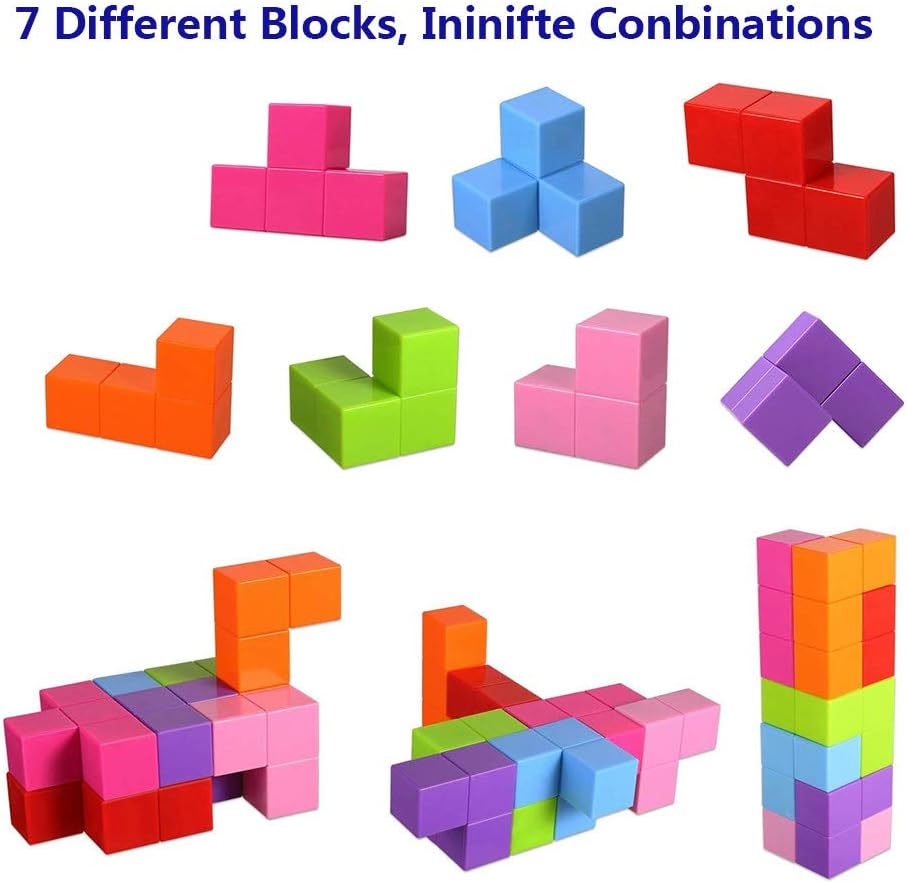 Magnetic Soma Cube Block- Children's Educational Toys Magnetic Tiles for Kids Stress Relief Toy Puzzle Cubes to Develops Intelligence, Ideal for Birthday Gifts (Crystal)