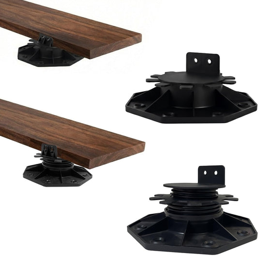 10-Pack Adjustable Deck Support Pedestal for Floating Deck Platform, Height Adjustment Range from 1-3/16" to 2-3/8", Black, Durable Deck Blocks, Easy Installation, Versatile Use