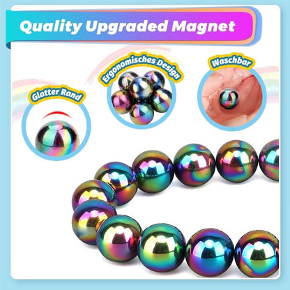 Dilabnba 28PCS Rainbow Hematite Magnetic Ball Fidget Toy for Adults, Men Women Magnetic Hand Roller Office Desk Toys for Gifts, Science Kit Rare Earth Magnets with Fiber Case