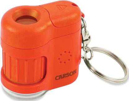 Carson MicroMini 20x Lighted Compact Pocket Microscope, UV and LED Flashlight, Orange (MM-280O)